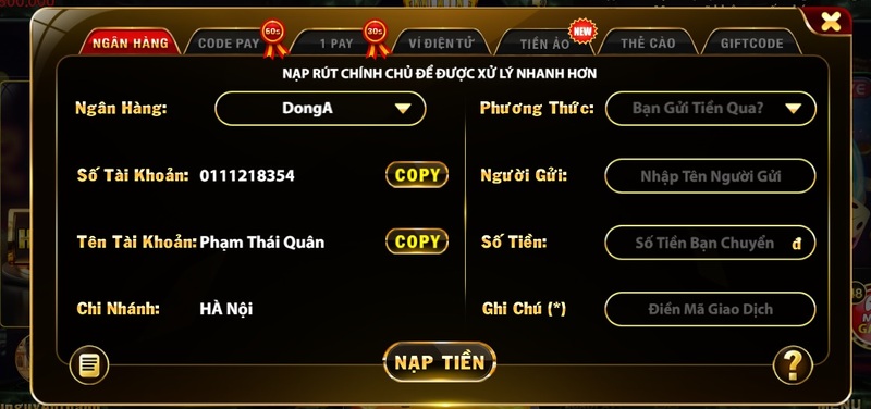 Nạp tiền Go88 club