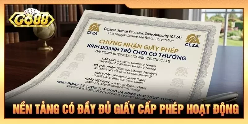 Nền tảng có đầy đủ giấy cấp phép hoạt động