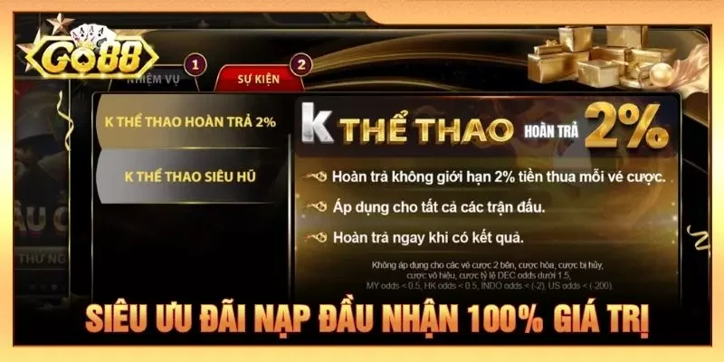 Siêu ưu đãi nạp đầu nhận 100% giá trị